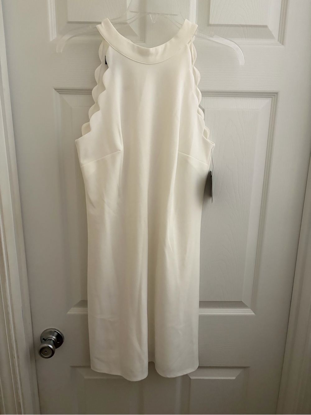 NWOT Elegant Scalloped Halter Dress in Cream